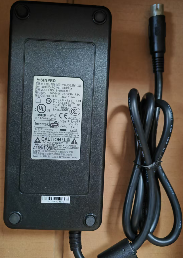 Original Sinpro 3.5Vdc 25.7A 90W AC Adapter SPU130-101 8Pin Din 13.3 mm Switching 100 ~ 240VAC 47-6